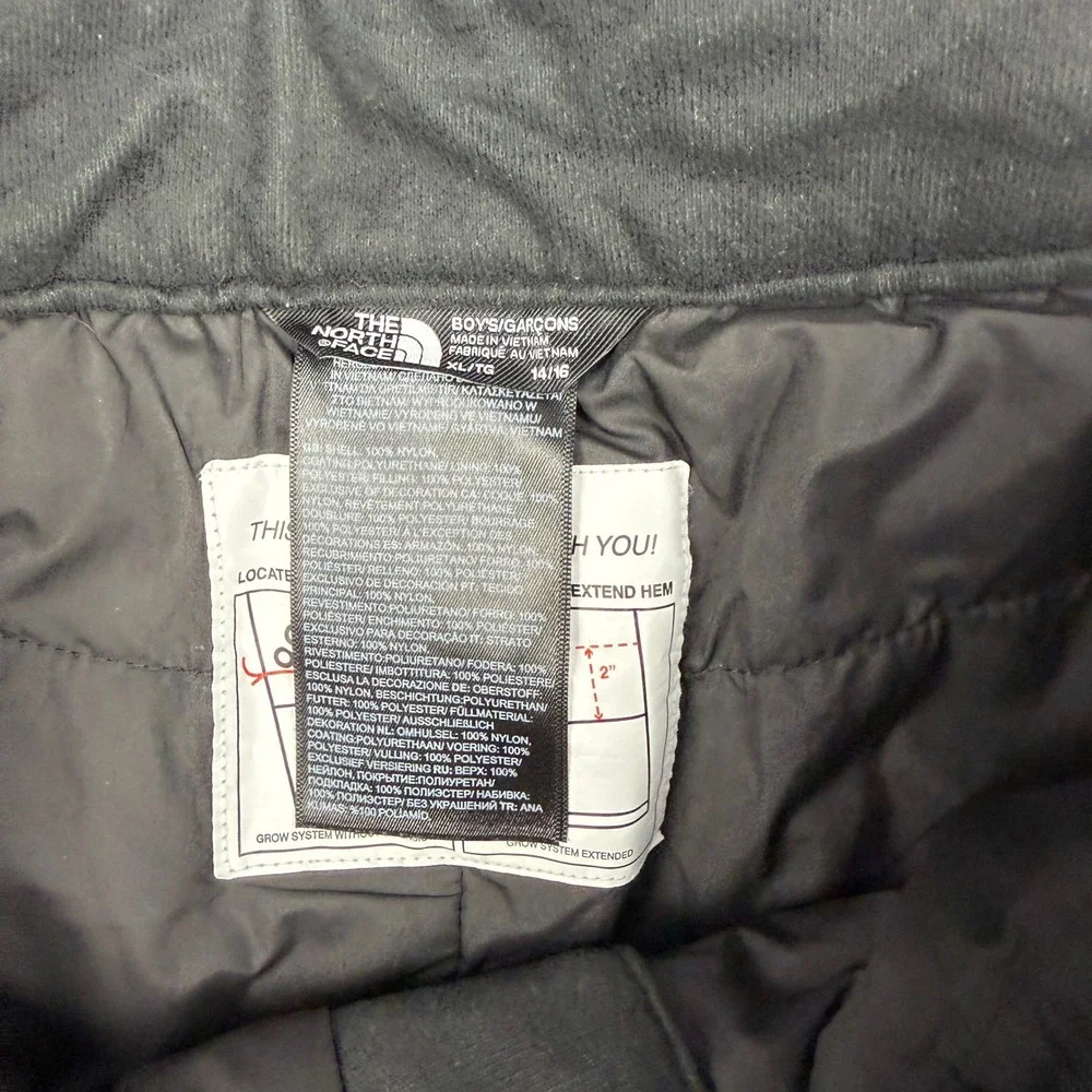 North Face Snow Pants Boys XL 14/16 Black Freedom Insulated E-Z Grow